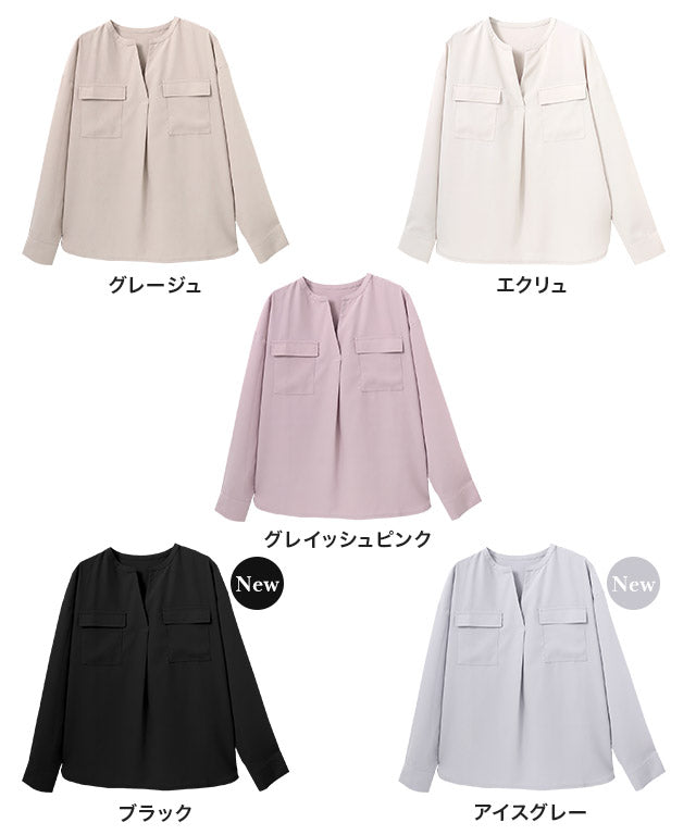 ポケットノーカラースキッパーブラウス （エクリュ） エクリュ