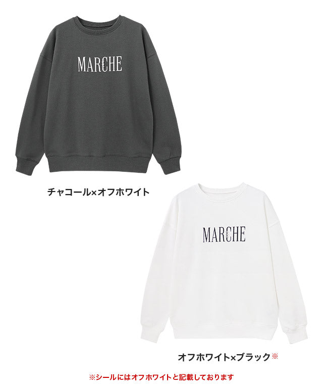 マーベラス バイ ピエロ marvelous by Pierrot ビジューロゴデザインスウェット （チャコール×オフホワイト） チャコール×オフホワイト