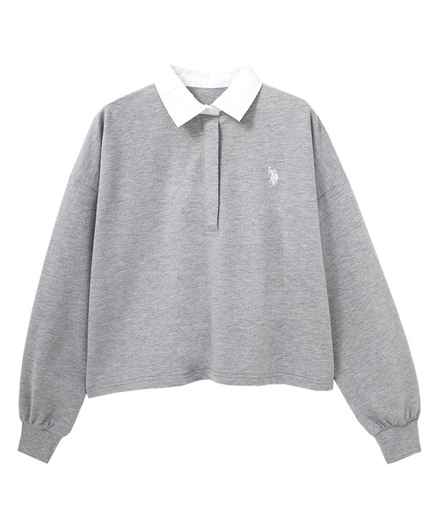 マーベラス バイ ピエロ marvelous by Pierrot 【U.S.POLO ASSN.】ライトスウェットポロカットソー （杢ライトグレー） 杢ライトグレー