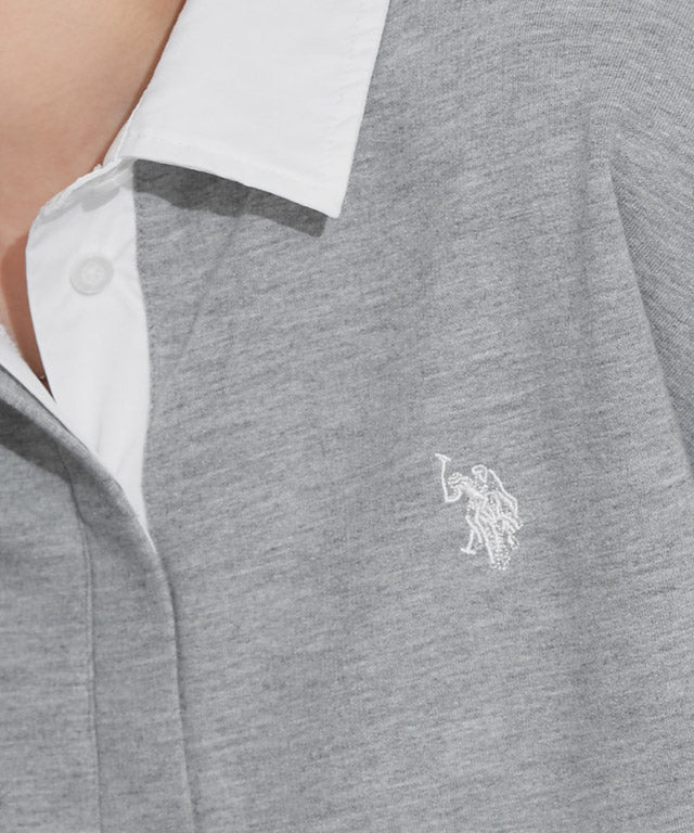 マーベラス バイ ピエロ marvelous by Pierrot 【U.S.POLO ASSN.】ライトスウェットポロカットソー （杢ライトグレー） 杢ライトグレー