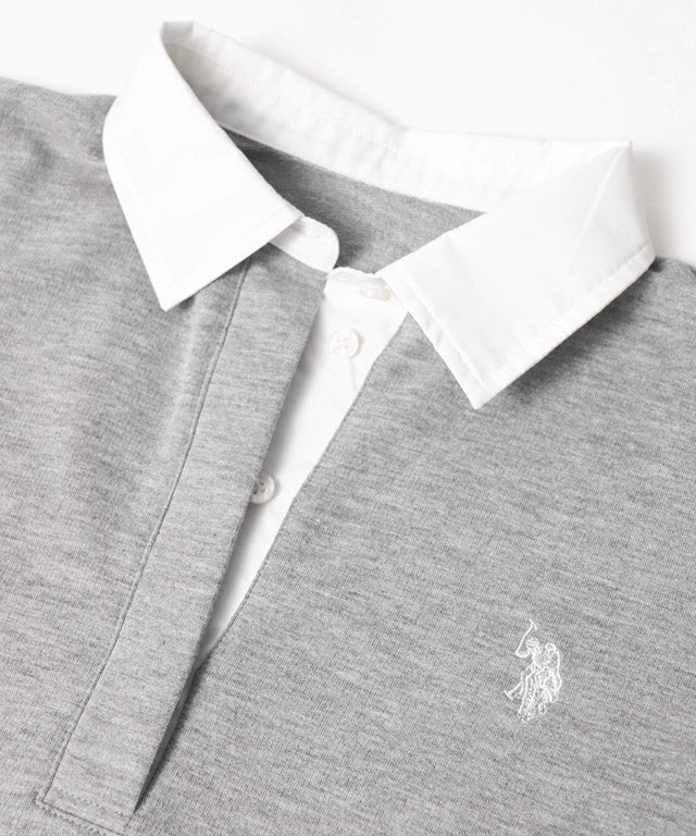 マーベラス バイ ピエロ marvelous by Pierrot 【U.S.POLO ASSN.】ライトスウェットポロカットソー （杢ライトグレー） 杢ライトグレー
