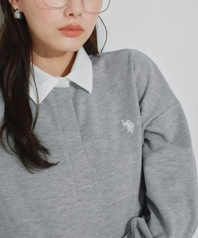 マーベラス バイ ピエロ marvelous by Pierrot 【U.S.POLO ASSN.】ライトスウェットポロカットソー （杢ライトグレー） 杢ライトグレー