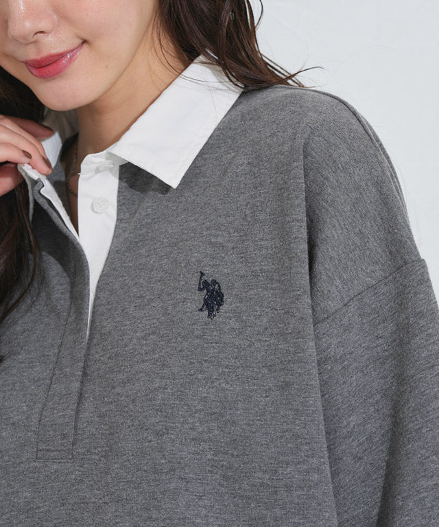 マーベラス バイ ピエロ marvelous by Pierrot 【U.S.POLO ASSN.】ライトスウェットポロカットソー （杢ライトグレー） 杢ライトグレー