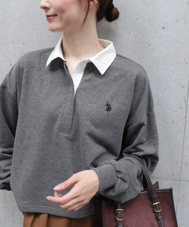 マーベラス バイ ピエロ marvelous by Pierrot 【U.S.POLO ASSN.】ライトスウェットポロカットソー （杢ライトグレー） 杢ライトグレー