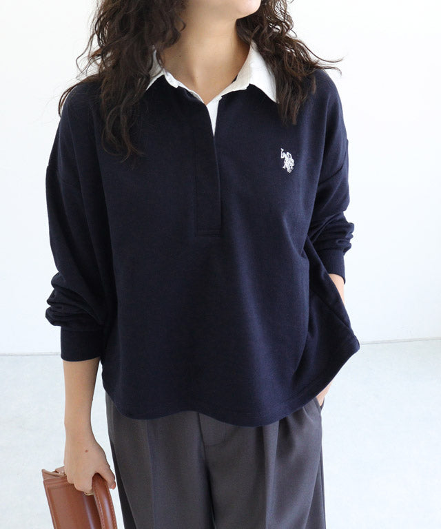 マーベラス バイ ピエロ marvelous by Pierrot 【U.S.POLO ASSN.】ライトスウェットポロカットソー （杢ライトグレー） 杢ライトグレー