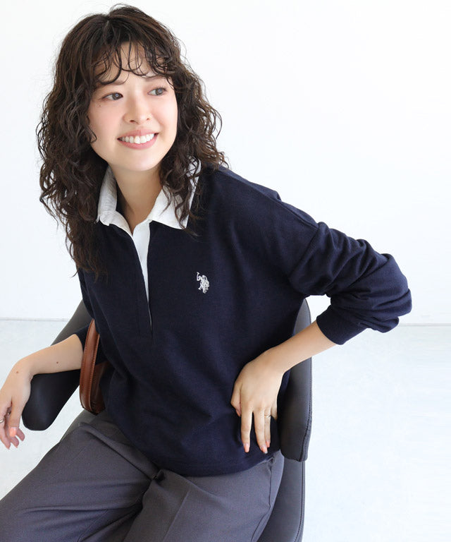 マーベラス バイ ピエロ marvelous by Pierrot 【U.S.POLO ASSN.】ライトスウェットポロカットソー （杢ライトグレー） 杢ライトグレー