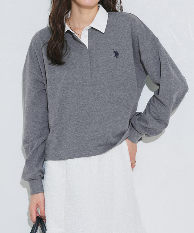 マーベラス バイ ピエロ marvelous by Pierrot 【U.S.POLO ASSN.】ライトスウェットポロカットソー （杢チャコール） 杢チャコール