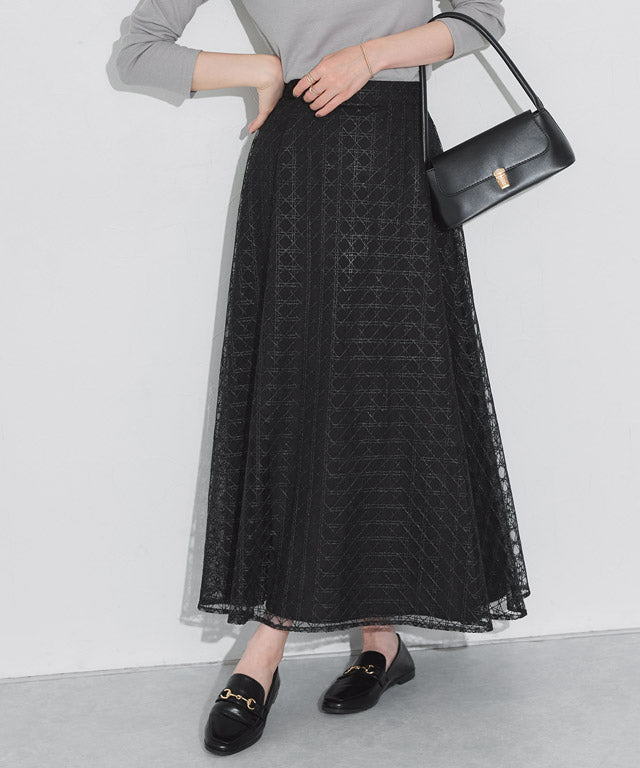 マーベラス バイ ピエロ marvelous by Pierrot 【低身長向け】シアーチェックフレアスカート （ブラック） ブラック