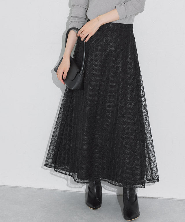 マーベラス バイ ピエロ marvelous by Pierrot シアーチェックフレアスカート （ブラック） ブラック