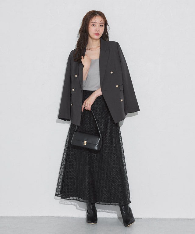 マーベラス バイ ピエロ marvelous by Pierrot シアーチェックフレアスカート （ブラック） ブラック