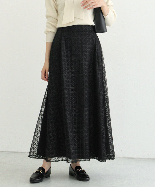 マーベラス バイ ピエロ marvelous by Pierrot シアーチェックフレアスカート （ブラック） ブラック