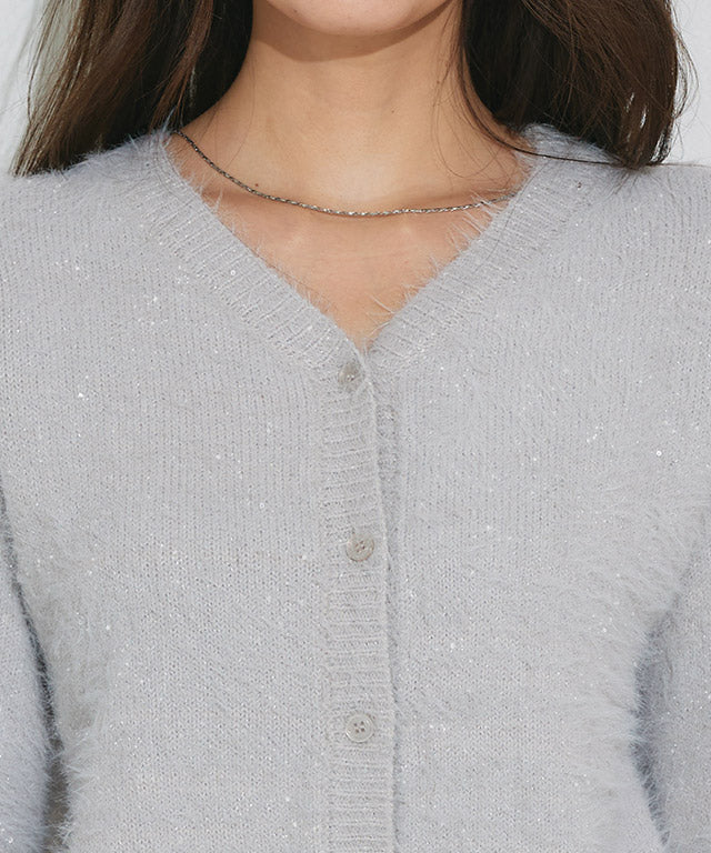 マーベラス バイ ピエロ marvelous by Pierrot スパンコールシャギーニットカーディガン （アイボリー） アイボリー