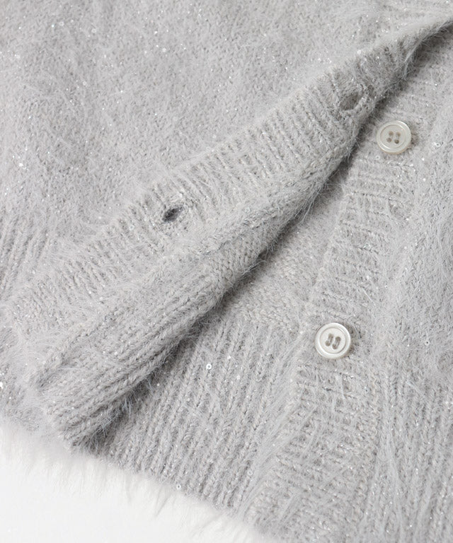 マーベラス バイ ピエロ marvelous by Pierrot スパンコールシャギーニットカーディガン （アイボリー） アイボリー