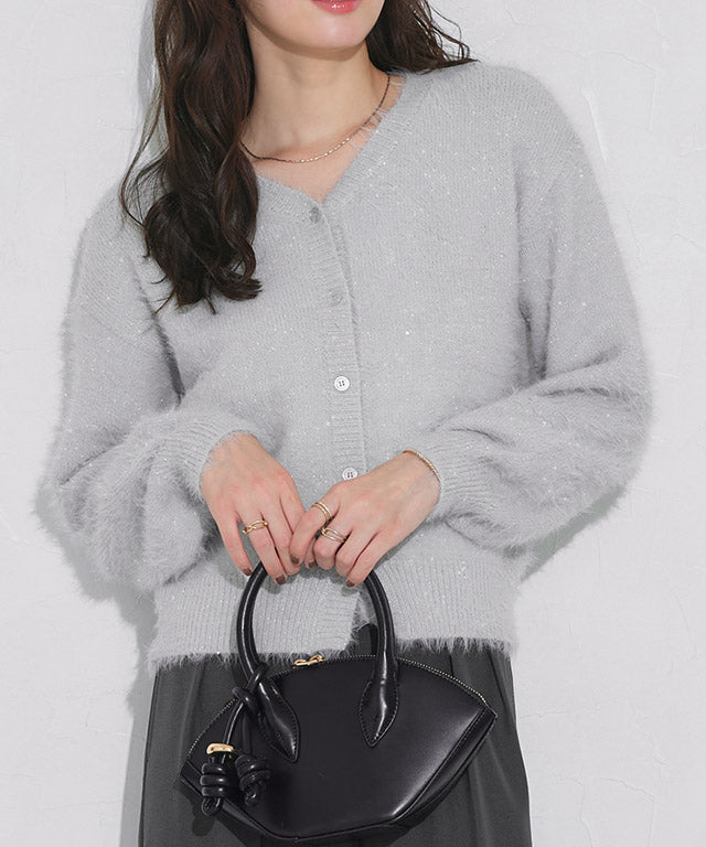 マーベラス バイ ピエロ marvelous by Pierrot スパンコールシャギーニットカーディガン （アイボリー） アイボリー