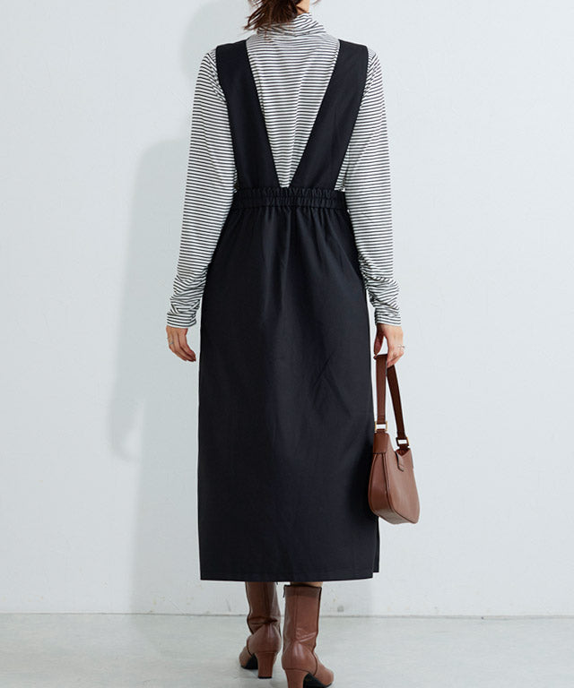 マーベラス バイ ピエロ marvelous by Pierrot 無地と柄から選べるラップ風ジャンパースカート （無地/チャコール） 無地/チャコール