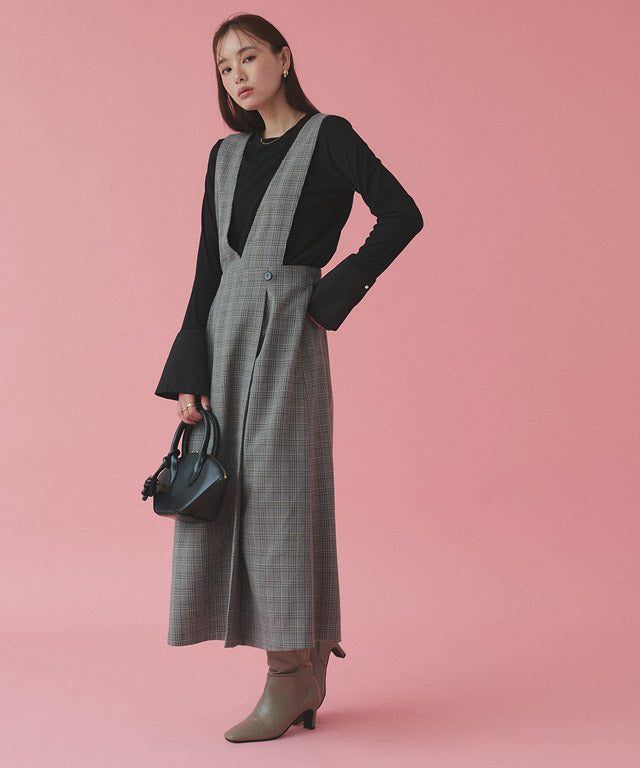 マーベラス バイ ピエロ marvelous by Pierrot 無地と柄から選べるラップ風ジャンパースカート （無地/チャコール） 無地/チャコール