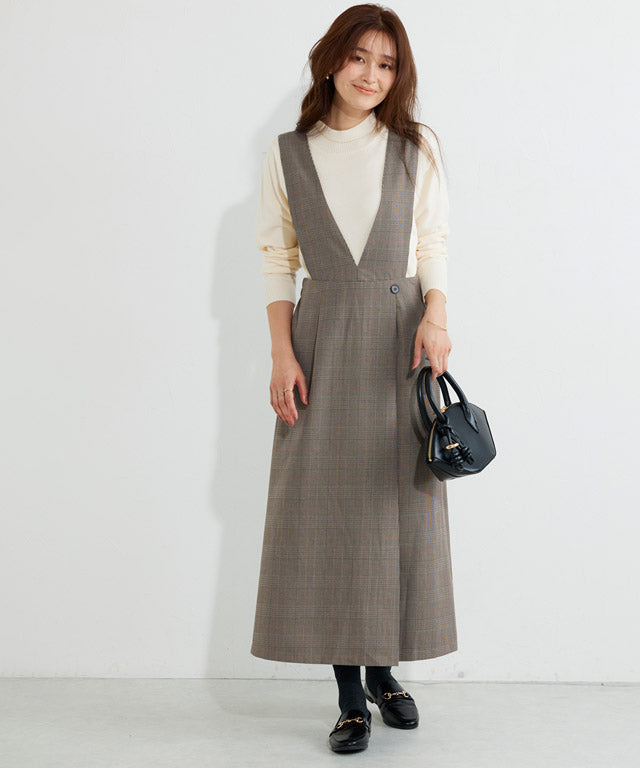 マーベラス バイ ピエロ marvelous by Pierrot 無地と柄から選べるラップ風ジャンパースカート （無地/チャコール） 無地/チャコール