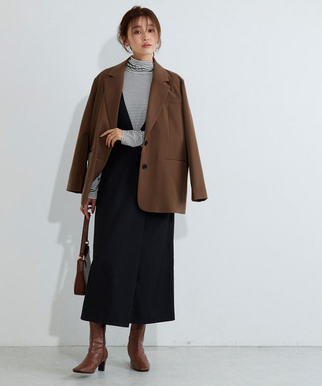 マーベラス バイ ピエロ marvelous by Pierrot 無地と柄から選べるラップ風ジャンパースカート （無地/チャコール） 無地/チャコール