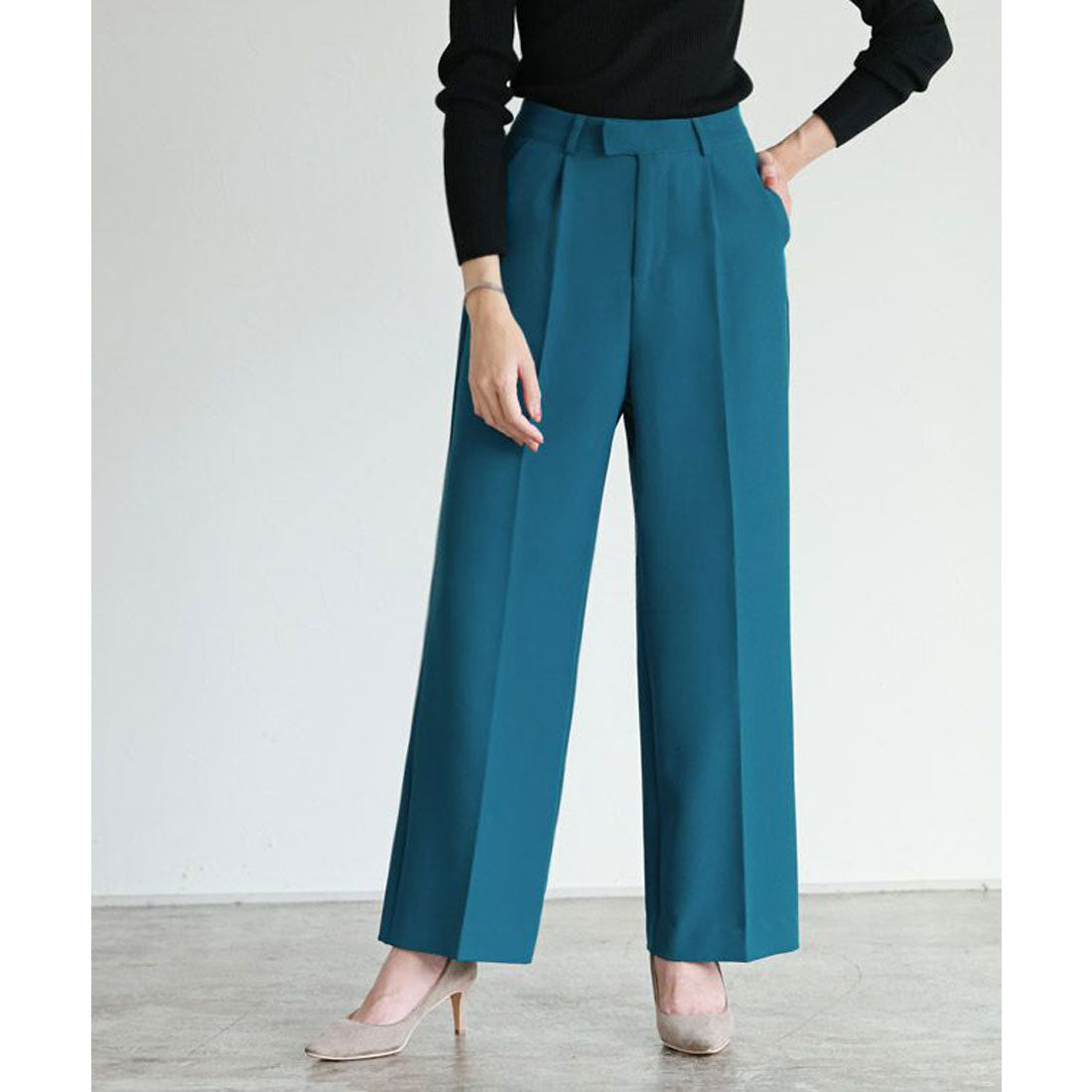 センタープレスボックスパンツ （ブルーグリーン） ブルーグリーン