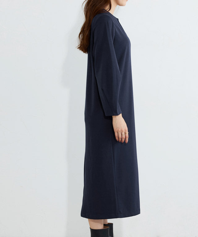 【低身長向け】2wayキーネックポンチワンピース （ネイビー） ネイビー