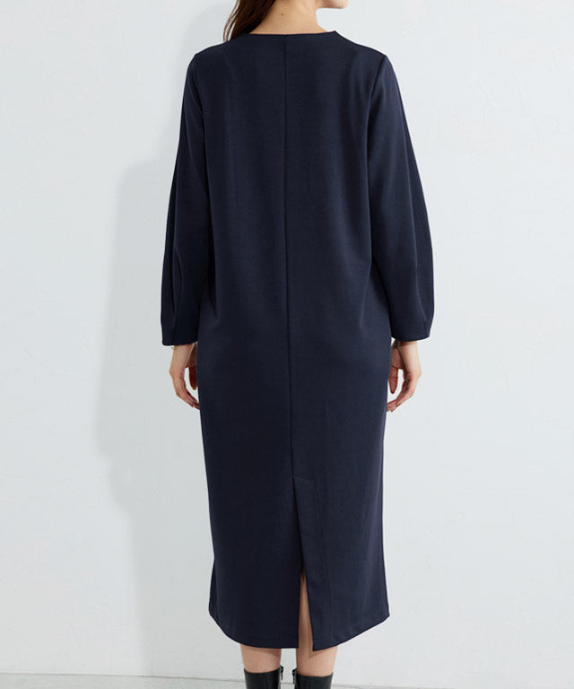 【低身長向け】2wayキーネックポンチワンピース （ネイビー） ネイビー
