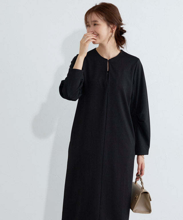 【低身長向け】2wayキーネックポンチワンピース （ネイビー） ネイビー