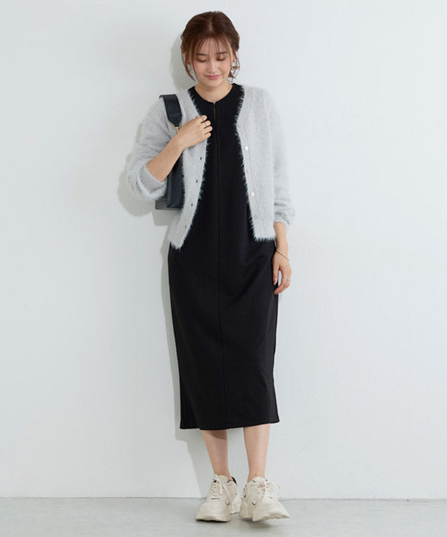 【低身長向け】2wayキーネックポンチワンピース （ネイビー） ネイビー