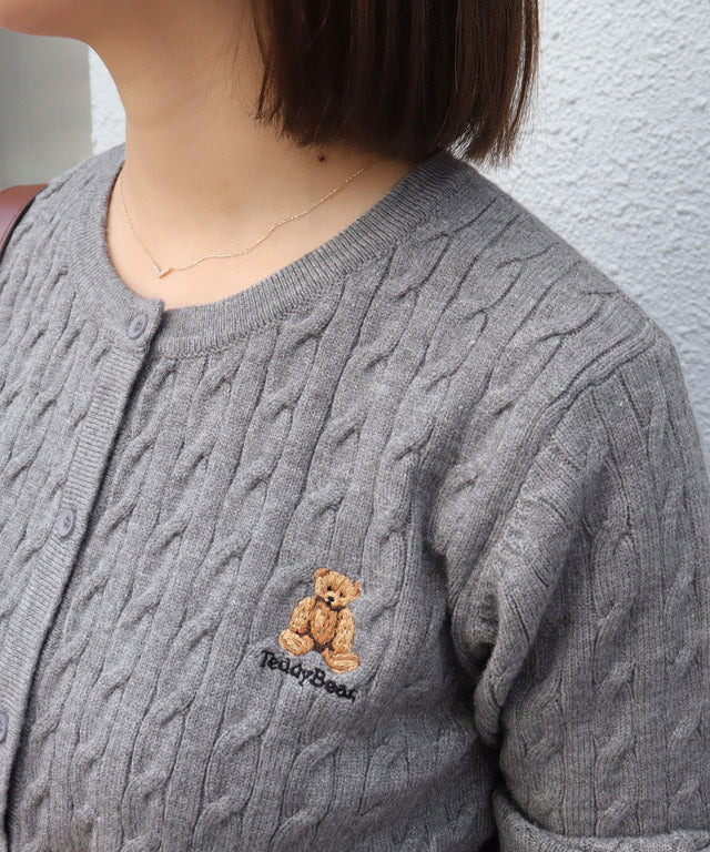[TeddyBear]ケーブルポケットニットカーディガン （オフホワイト） オフホワイト