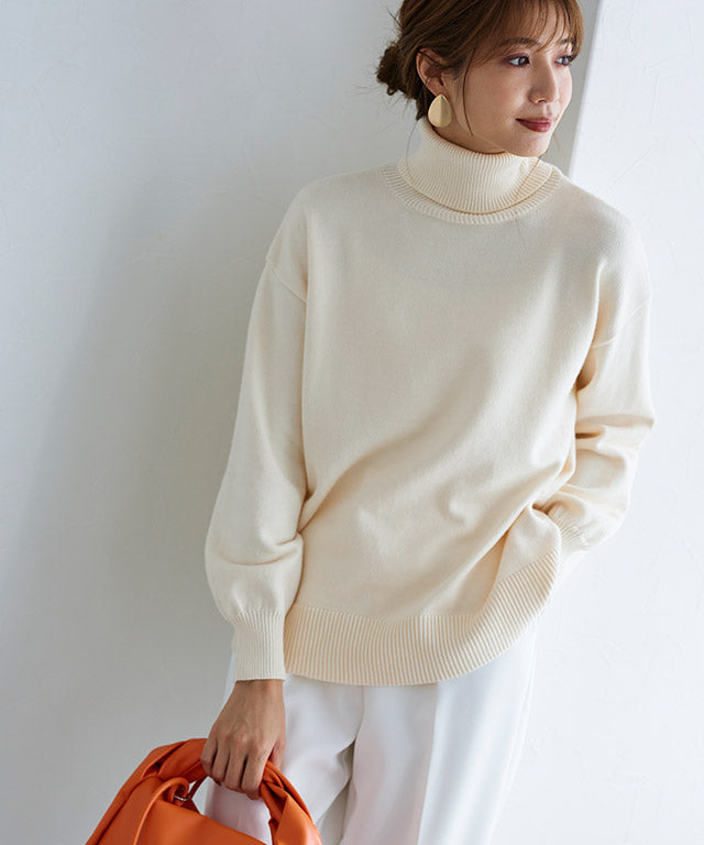 蓬鬆袖高領針織衫