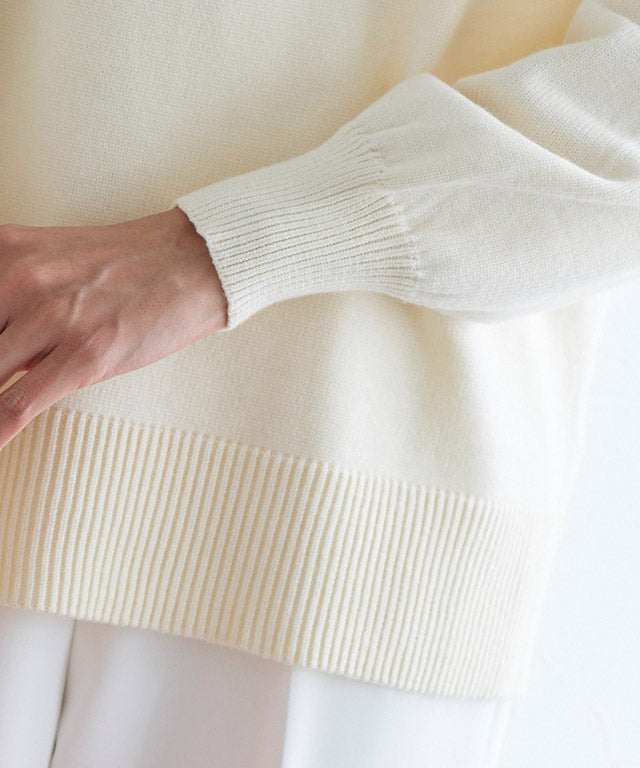 蓬鬆袖高領針織衫