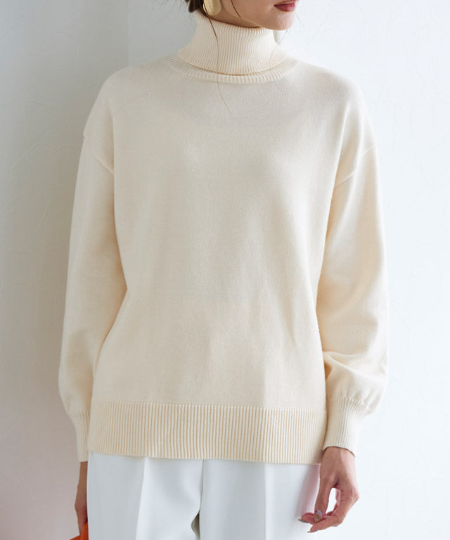 蓬鬆袖高領針織衫