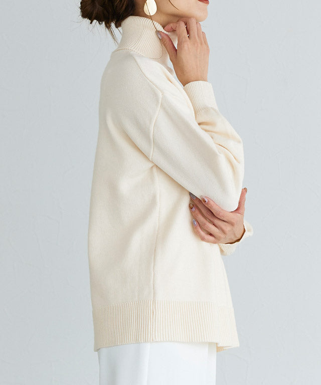 蓬鬆袖高領針織衫