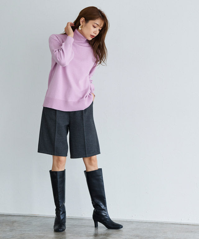 蓬鬆袖高領針織衫