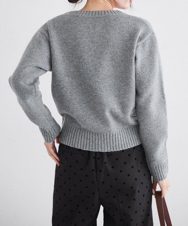 ネックが選べる無地ラメクロップド丈ニット【クルーネック】 （ラメ/ベージュ） ラメ/ベージュ