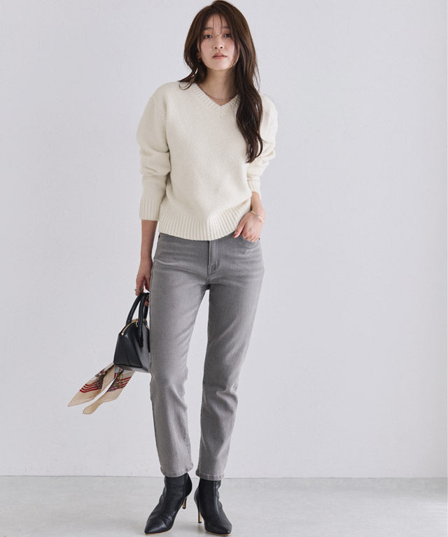 ネックが選べる無地ラメクロップド丈ニット【クルーネック】 （ラメ/ベージュ） ラメ/ベージュ