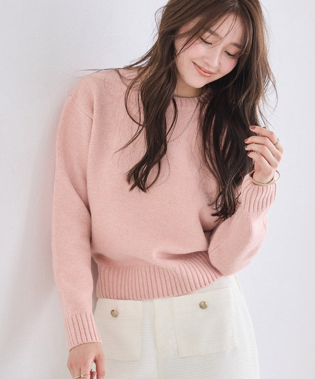 マーベラス バイ ピエロ marvelous by Pierrot ネックが選べる無地ラメクロップド丈ニット【クルーネック】 （ラメ/ピンク） ラメ/ピンク