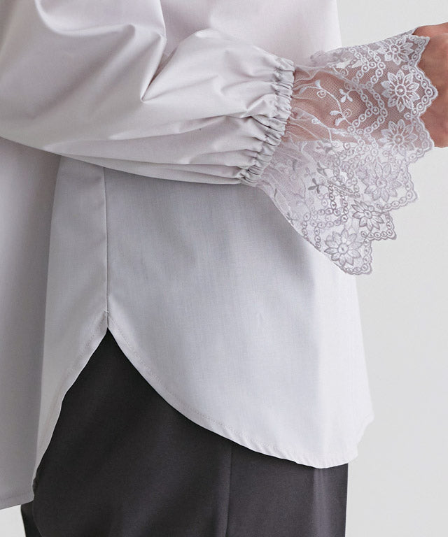 ピエロ Pierrot 襟袖レースブラウス （オフホワイト） オフホワイト