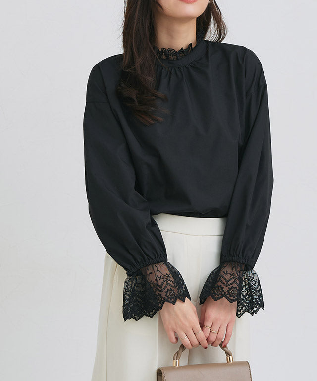 ピエロ Pierrot 襟袖レースブラウス （オフホワイト） オフホワイト