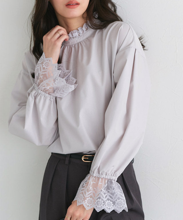 ピエロ Pierrot 襟袖レースブラウス （オフホワイト） オフホワイト