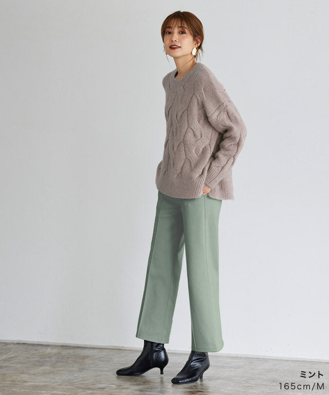 カット起毛ピンタックボックスパンツ （ライトグレー） ライトグレー