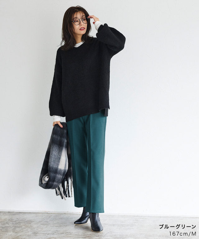 カット起毛ピンタックボックスパンツ （ライトグレー） ライトグレー