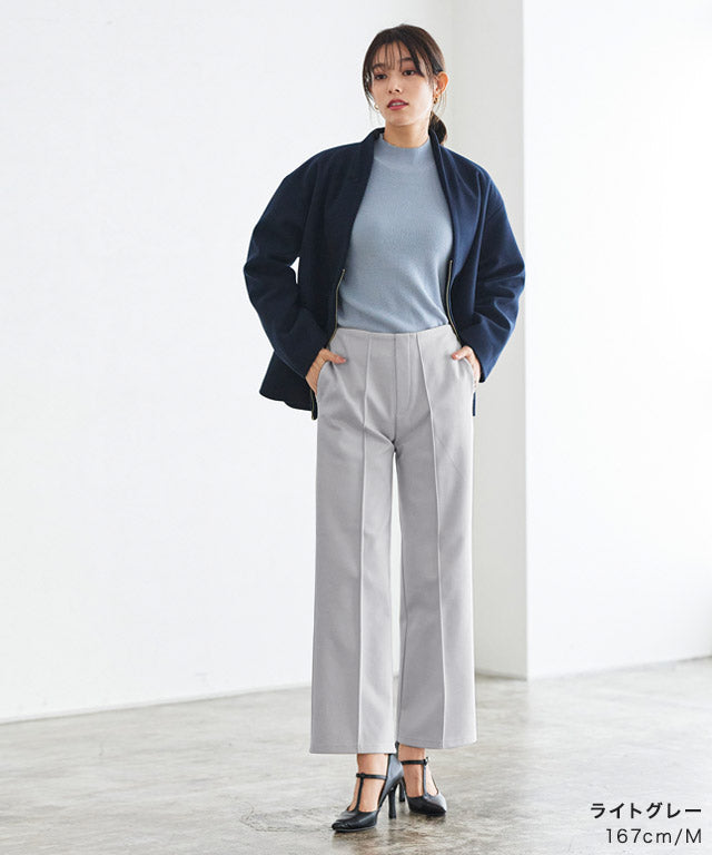 カット起毛ピンタックボックスパンツ （ライトグレー） ライトグレー