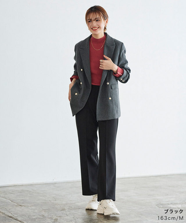 カット起毛ピンタックボックスパンツ （ライトグレー） ライトグレー