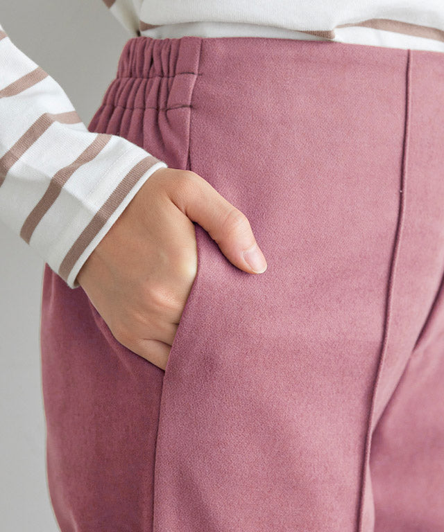 カット起毛ピンタックボックスパンツ （ライトグレー） ライトグレー