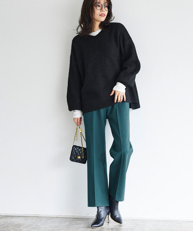 カット起毛ピンタックボックスパンツ （ライトグレー） ライトグレー