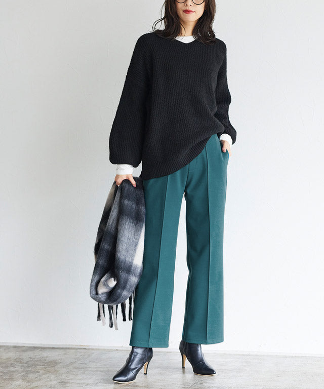 カット起毛ピンタックボックスパンツ （ライトグレー） ライトグレー