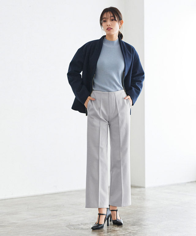 カット起毛ピンタックボックスパンツ （ライトグレー） ライトグレー