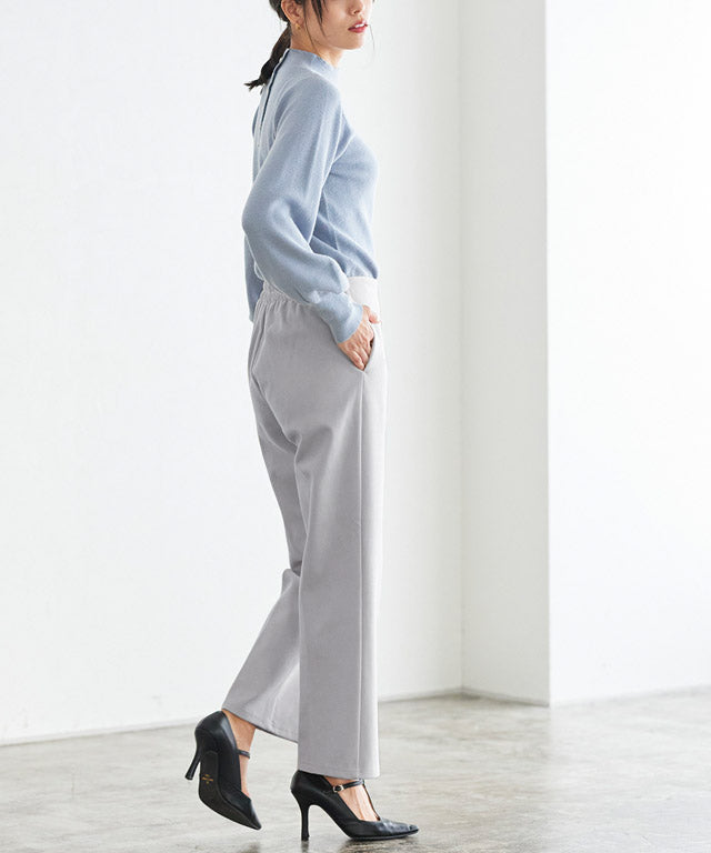 カット起毛ピンタックボックスパンツ （ライトグレー） ライトグレー