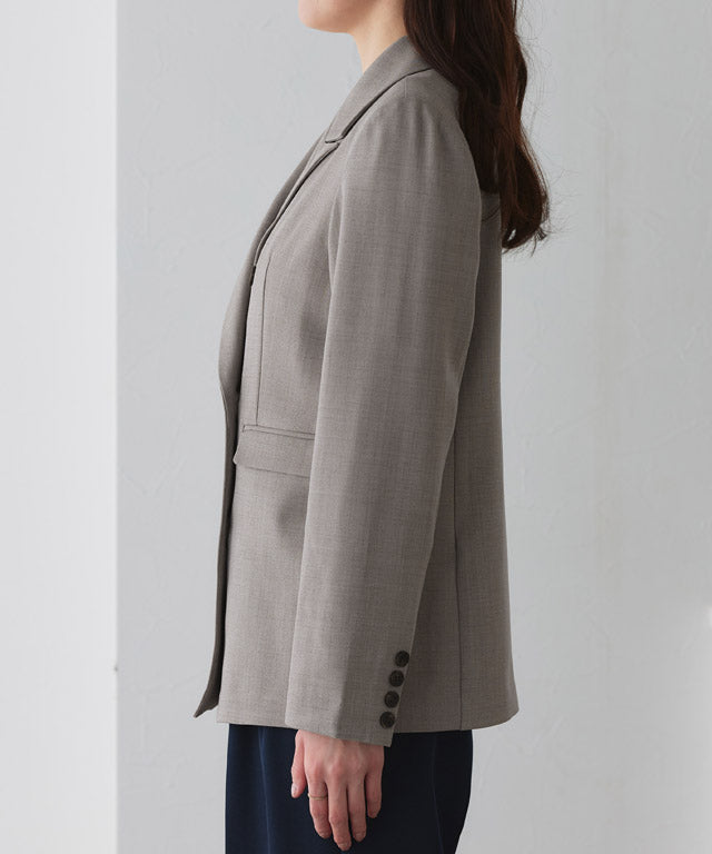 ピエロ Pierrot 選べる接触冷感リネンライクジャケット【Atype】 （杢ライトベージュ） 杢ライトベージュ