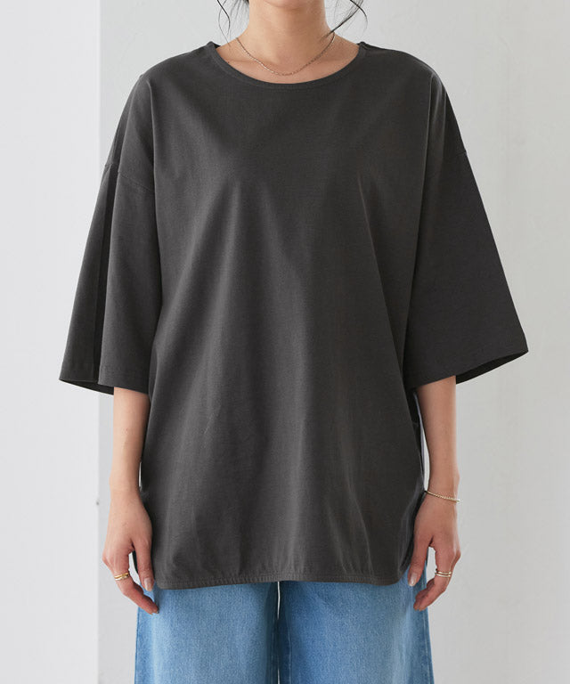 ピエロ Pierrot 綿100%ラウンドヘムチュニックTシャツ （サンドベージュ） サンドベージュ